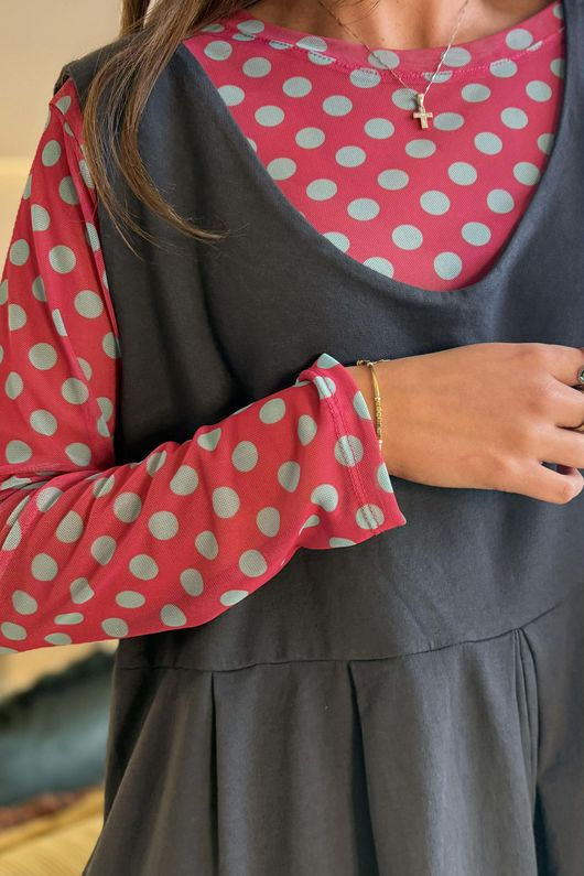 Bobby Mesh Layering Top Dopamine Dot Hot Pink Seafoam /7